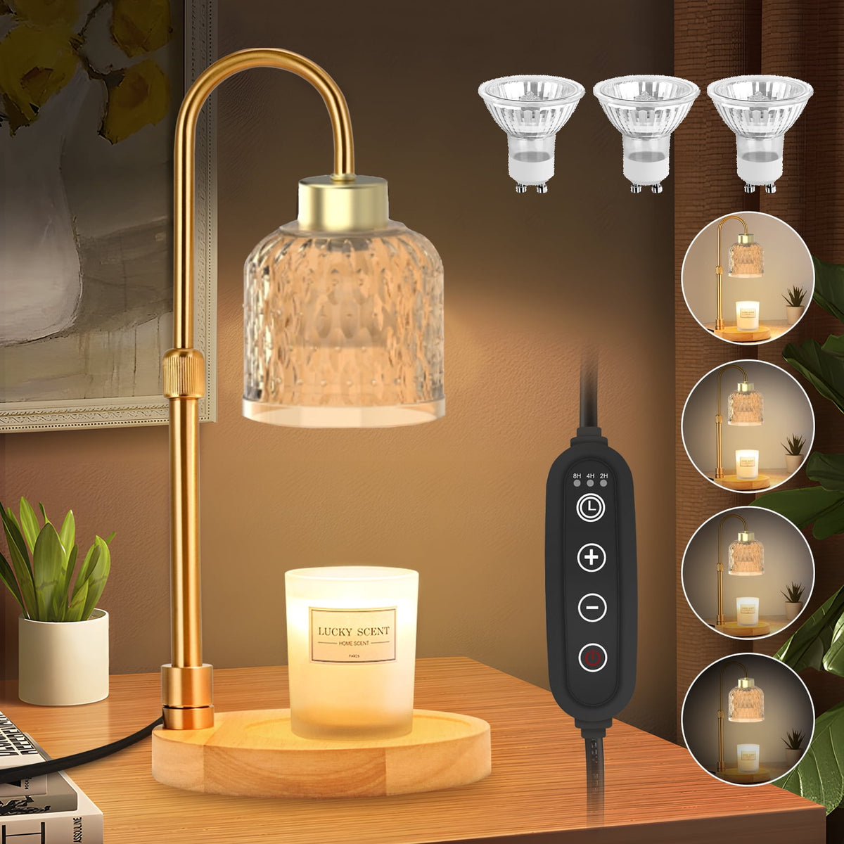 Dimmable Candle Warmer Lamp with Timer ā Flameless Wax Melt Warmer